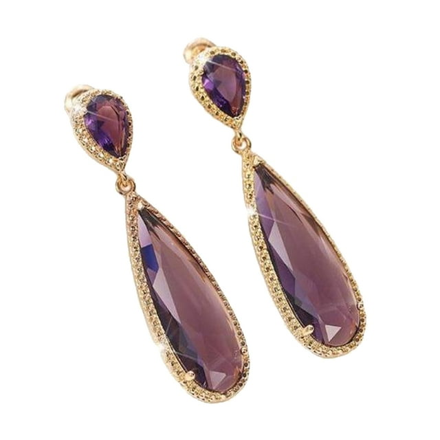 Qarigey 1 par de pendientes de cobre para mujer, reemplazo portátil, decorativo, bonito, Vintage, para mujer, banquete, gota de agua, joyería Ropa, zapatos y accesorios Miscelánea Púrpura Qarigey AP016181-01