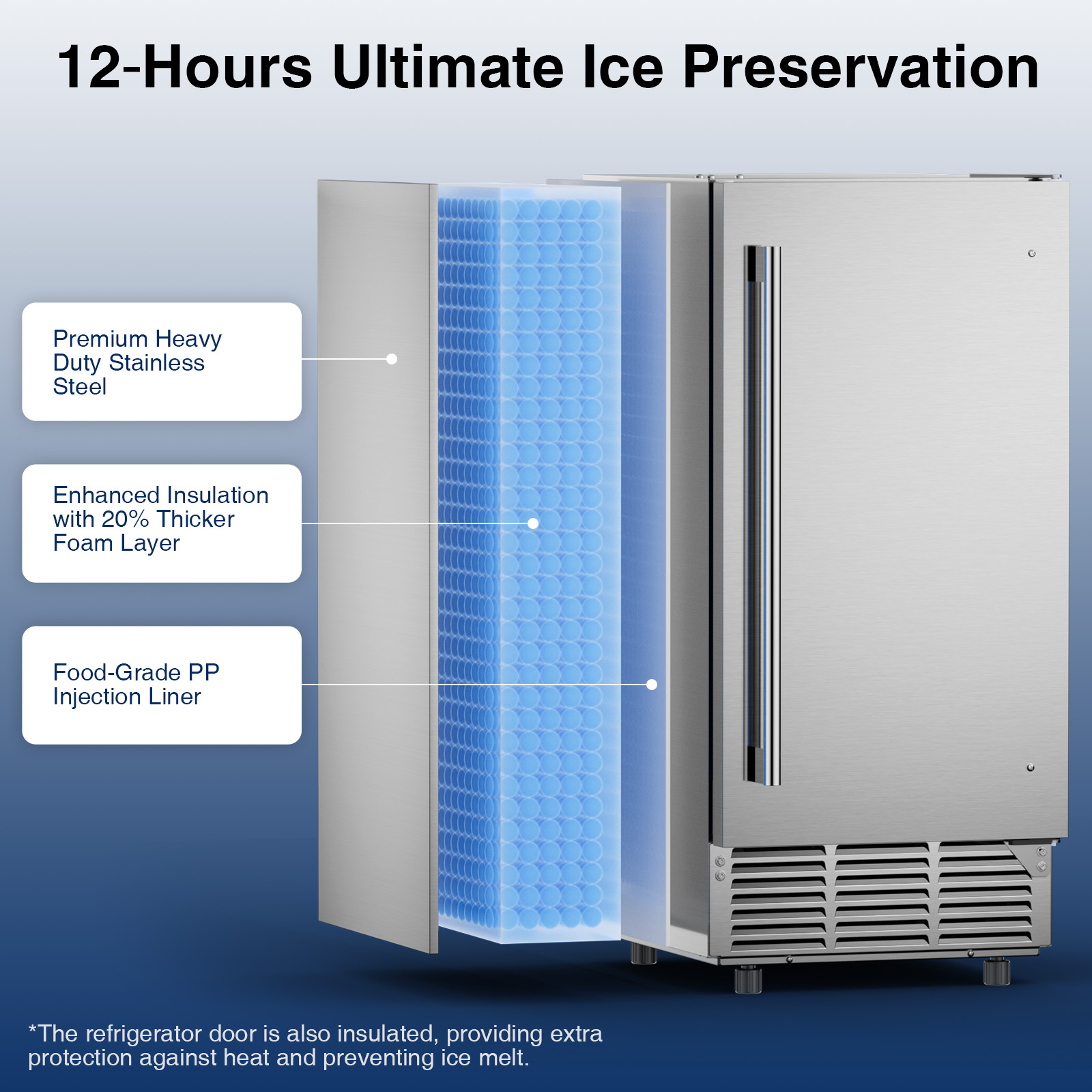 Commercial Under Counter Ice Maker Machine, 90 Lb/Day Auto-Cleaning & 24H Timer