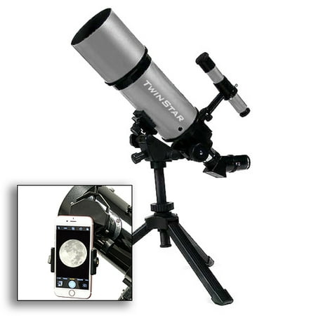 Twinstar 80mm Refractor Telescope w Universal Smartphone Camera Adapter,