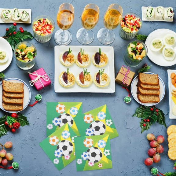 Tineasur Soccer Themed Napkins Unique Design Multi Color High Absorbency 20Pcs
