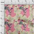 thumbnail image 1 of oneOone Organic Cotton Poplin Twill Fabric Leaves & Orchids Floral Print Fabric By Yard 42 Inches Wide, 1 of 4