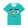thumbnail image 2 of Blusas y camisas de manga corta con cuello redondo para niños y niñas, color liso, con estampado de expresión linda, manga corta, holgadas y cómodas, blusa para niña, 2 of 6