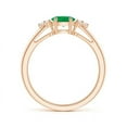 thumbnail image 2 of ANGARA Natural East-West Emerald Solitaire Ring with Diamonds in 14K Rose Gold for Women (Size-6x4mm) | May Birthstone, Birthday, Anniversary, Jewelry Gift for Women | Natural Emerald Ring, 2 of 7