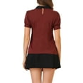 thumbnail image 4 of MODA NOVA Juniors Contrast Peter Pan Collar Puff Short Sleeve Pleated Blosue, 4 of 6