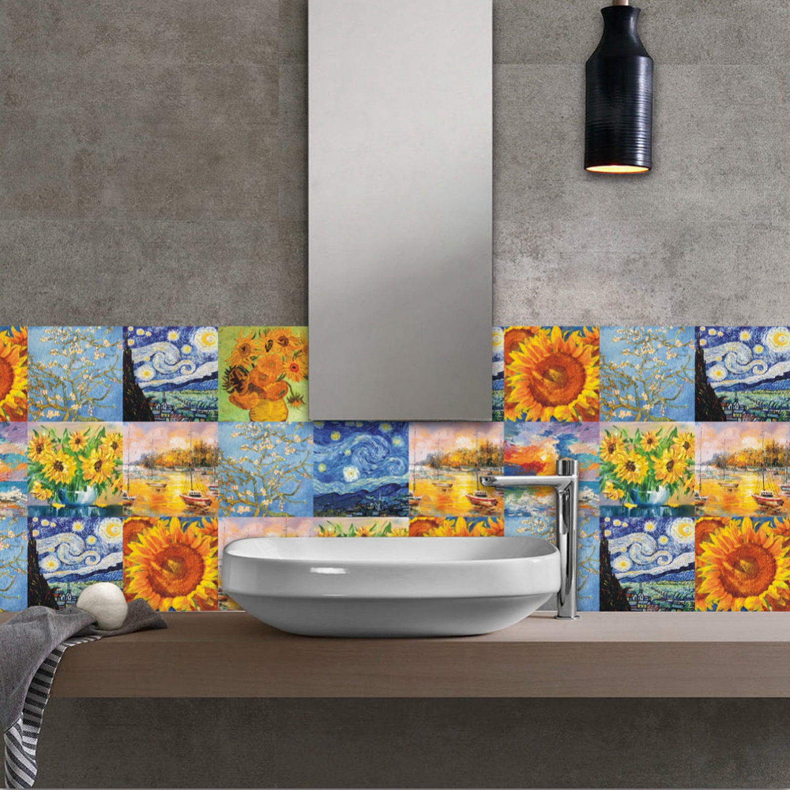 Clearance！24pcs Sheets Peel and Stick Backsplash,Multicolor Heat Resistant Premium Peel and Stick Tile Backsplash for Kitchen Bathroom Self Adhesive Wall Tiles Stick 6"*6"