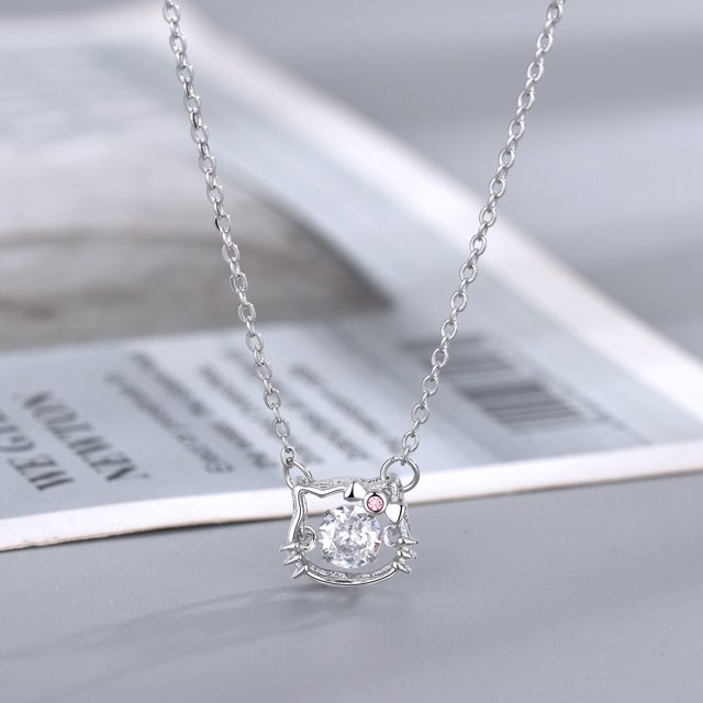 Encantadora caricatura Hellokitty Sanrio Anime niños cadena collares lindo ahuecado Kitty cristal collar para mujeres niñas regalo de cumpleaños xuanjing unisex
