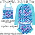 thumbnail image 2 of Girls 3-Piece Swimsuit Kids Bathing Suits Tankini Set Long Sleeve Rash Guard Swimwear for Girls 3-10Y, 2 of 2