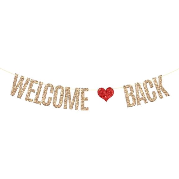 Welcome Back Banner, Welcome Home Hanging Sign, Glittery Family Reunion Party Decorations Supplies