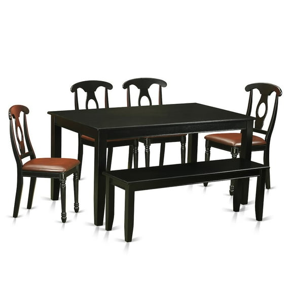 East West Furniture Dudley 6-piece Traditional Wood Dining Room Set in Black
