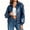 Blue gray, variant on Womens Oversized Leather Bomber Jackets Cap Sleeve Zip Up Motorcycle Coats with Pockets