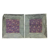 Mogul Ethnic Vintage Cushion Cover Indian Silk Sari Border Decorative Floor Cushion Cover 16X16