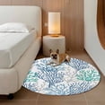 thumbnail image 3 of Blue Teal Grey Coral Coastal Round Area Rug 3.3 FT, Non Slip Small Entryway Kitchen Mat, Summer Beach Nautical Ocean Washable Soft Circular Rug Non-Shedding Door Mat for Bathroom Playroom Kids Room, 3 of 9