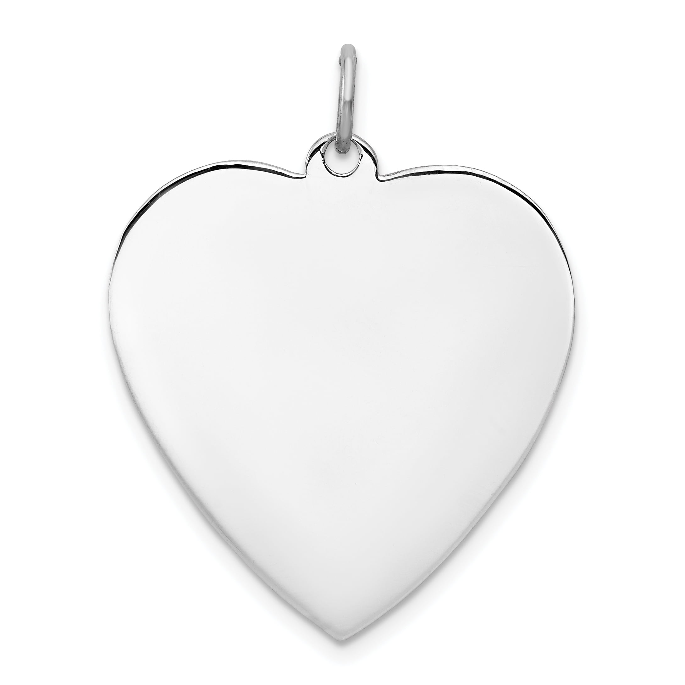 925 Sterling Silver Rhod Plated Eng Heart Polish Front Back Disc Pendant Charm Necklace Engravable Simple Shaped Plain Fine Jewelry Gifts For Women For Her