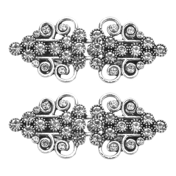 2 Pack Vintage Sweater Clips, Cape Cloak Clasp Retro Cardigan Clips Shawl Clips Dress Shirt Brooch Clip(Silver)