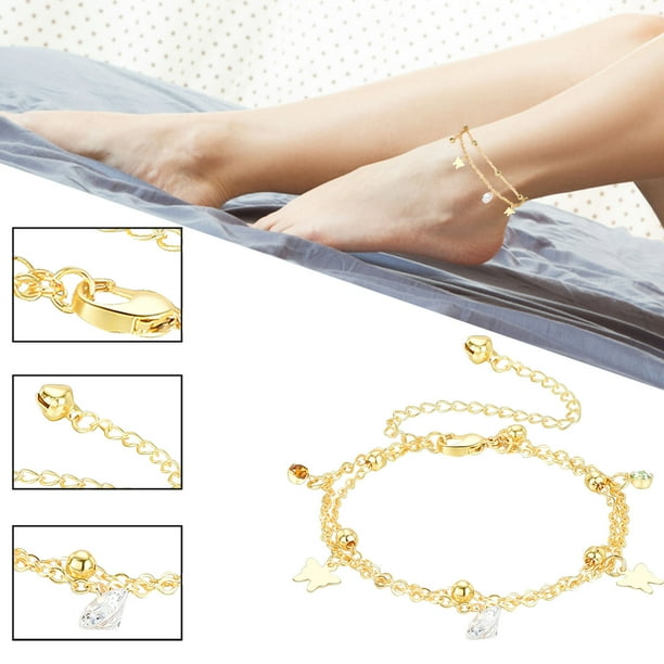 Fiudx Tobillera de Perlas de Moda, Elegante Joya de Aleación, Accesorio Elegante de 26 Cm de Largo, Perfecta para Uso Diario, Conjuntos de Playa de Verano, Regalo Ideal para Mujeres.