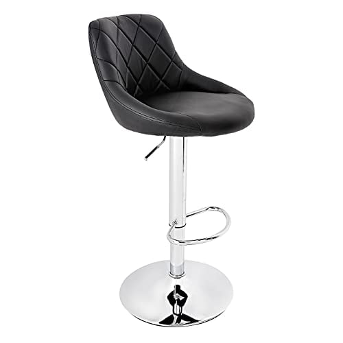 CangLong Swivel Adjustable Counter Height Bar Stools Set of 1 PU Leather Bar Counter Stools with Back Modern Barstools Lift Stools for Kitchen Counter Chairs,Black