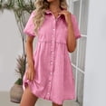 thumbnail image 2 of Horkkom Denim Dress for Women Button Down Short Sleeve Mini Shirt Dresses Summer Holiday Casual Sundresses S, 2 of 10