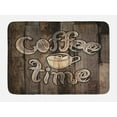 thumbnail image 1 of Modern Bath Mat, Coffee Time Phrase with a Cup on a Wooden Grunge Background Kitchen Image, Non-Slip Plush Mat Bathroom Kitchen Laundry Room Decor, 29.5 X 17.5 Inches, Umber Cream Cocoa, Ambesonne, 1 of 2