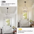 thumbnail image 5 of 4 Light Chandelier, Industrial Ceiling Light Black Lantern Light Fixtures with Farmhouse Metal Cage Adjustable Height Rustic Geometric Hanging Light E12 Base for Kitchen Island, Entryway, Indoor Use, 5 of 6