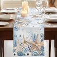 thumbnail image 3 of Table Runners 120 Inches Long Dress Scarves, Blue Beige Coastal Farmhouse Coffee/Dining/Kitchen Table Runner for Living Room, Beach Starfish Summer Eucalyptus Ombre 13x120 Inch, 3 of 9