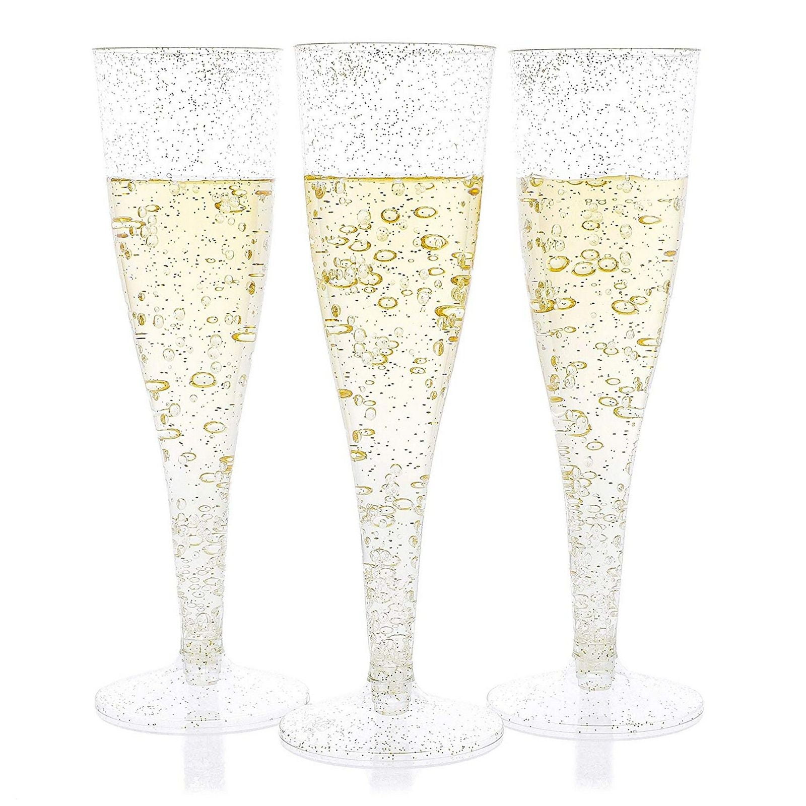 Glitter Pack of 50 Glitter Disposable Champagne Flutes 