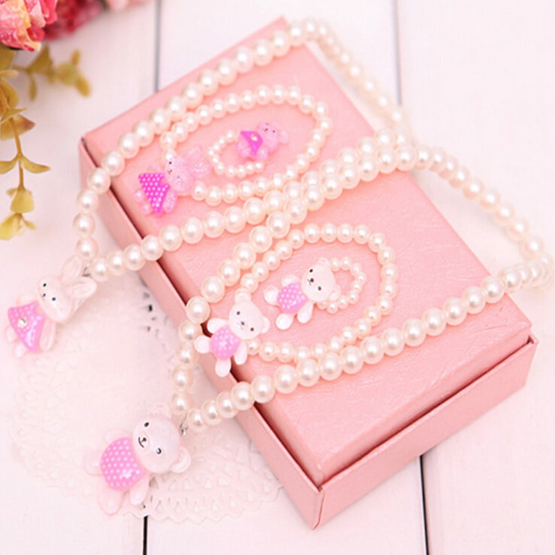 Kids Girls Princess Baby Beads Necklace&Bracelet&Ring Set Jewelry Gift PLf PL 
