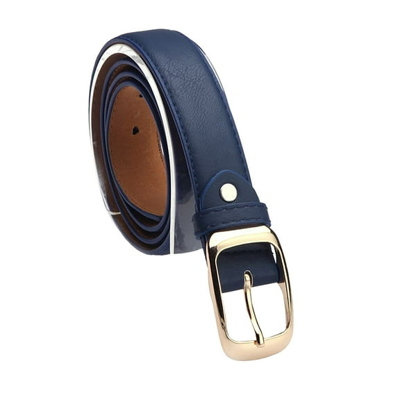 Ajshakl Leather Belt Women, New Simple Hundred Women'S Belt Chipped Edge, Blue