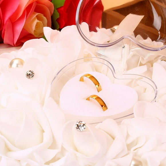 Wedding Ring Pillow, Ring Pillow Romantic Heart Shape White For Wedding Prom