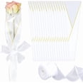 thumbnail image 1 of Bolsas de plástico blanco para envolver ramos de flores, 100 unidades, con cinta de malla de poliéster de 10 yardas., 1 of 9