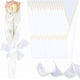 thumbnail image 1 of Bolsas de plástico blanco para envolver ramos de flores, 100 unidades, con cinta de malla de poliéster de 10 yardas., 1 of 9