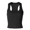 thumbnail image 2 of Huowey Women'S Camisole Tank Top Sleeveless Ruffled Scoop Neck Solid Color Ribbed Slim Fit Button Down Fashionable Casual Trendy Crop Top Summer Basic Tight Cami Tee Shirts,Black,L, 2 of 5
