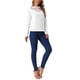 thumbnail image 2 of INSPIRAR CHIC Blusas Casual para Mujeres con Encaje Cuello Redondo de Manga Larga Camiseta Sólida Ropa de Primavera S Blanca, 2 of 6
