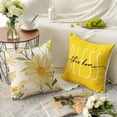 thumbnail image 5 of HAPPINESS Spring Summer Pillow Covers 18x18 inches, Farmhouse Flower Print Decorative Throw Pillow Covers 4 Piece Set, Cotton Linen Sofa Cushion Cover, Garden Patio Home Decor, 5 of 7