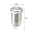 thumbnail image 2 of Interruptor de botón metálico de retención Uxcell de 12 mm de diámetro de montaje 1NO 3-6V con luz LED azul, 2 of 5