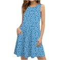 thumbnail image 1 of SMihono Robe d'Été Bohème pour Femmes Grande Taille Robes d'Été pour Femmes Plage Florale T-Shirt Robe Décontractée Poches Robe Bohème, 1 of 5
