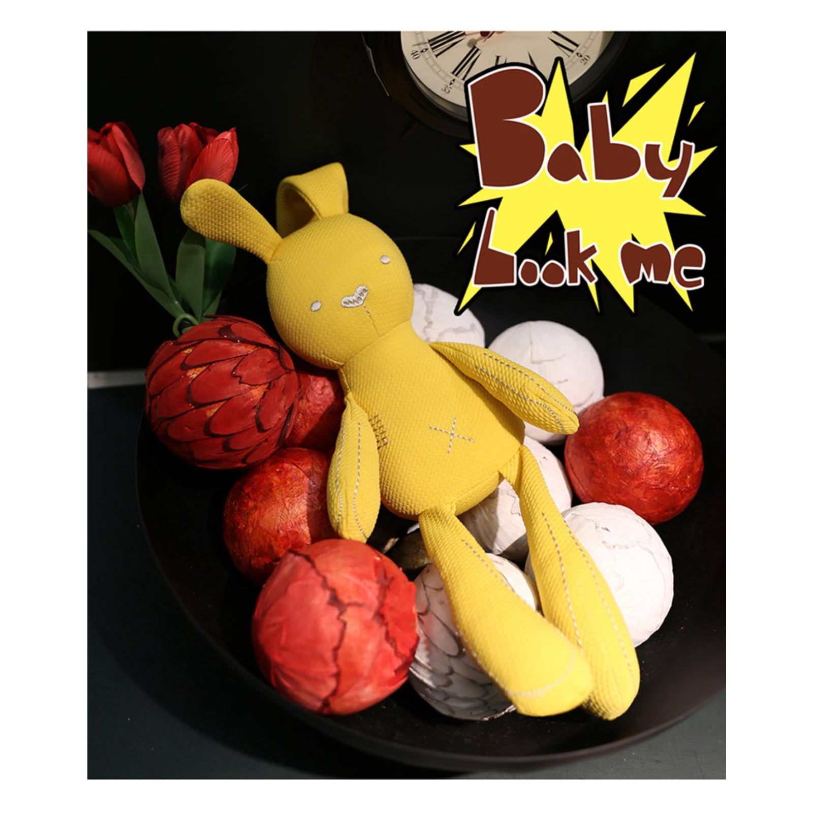 Cute Cartoon Bunny Plush Toy, Soft Rabbit Doll, Modern Plush Figure for Home Decor
