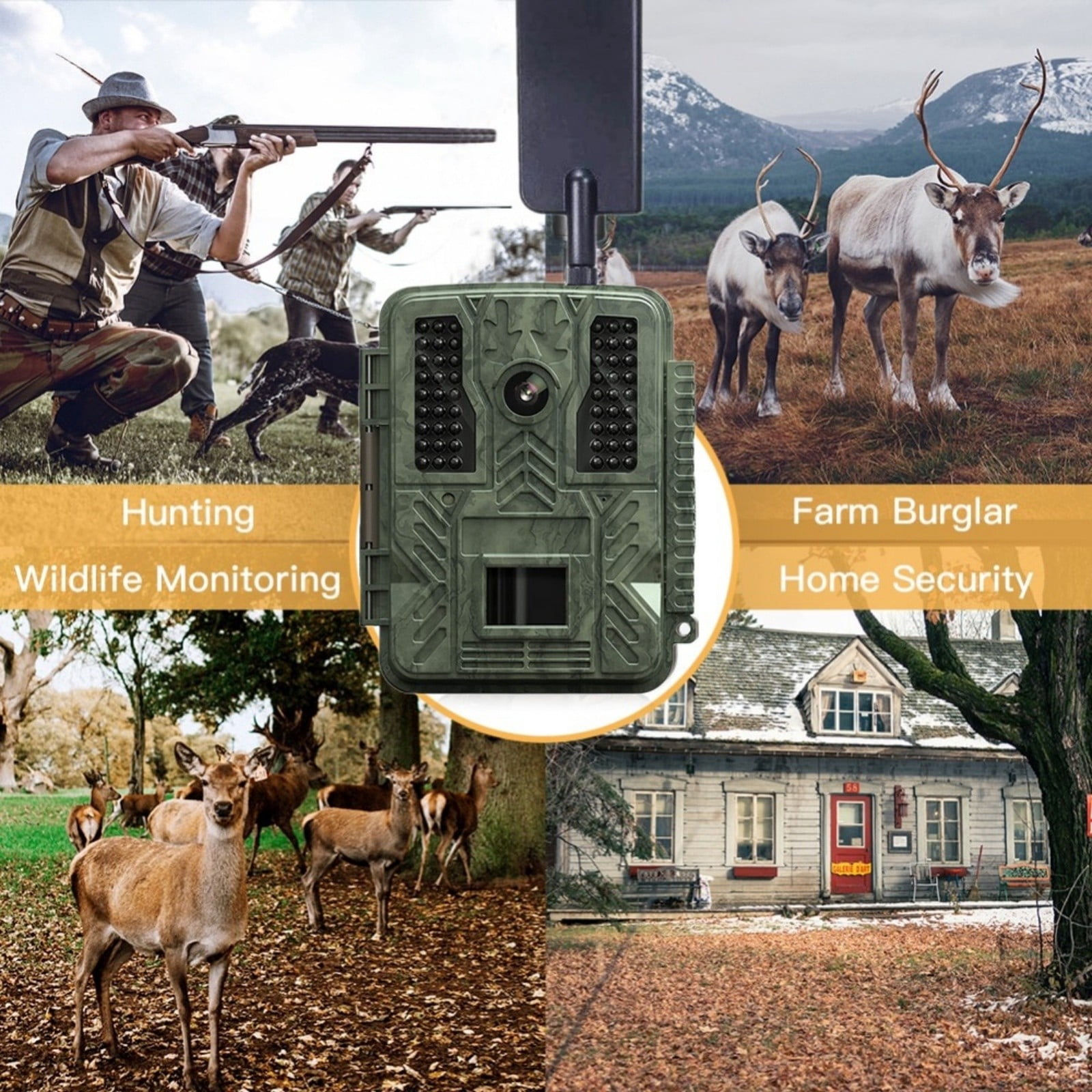 4G LTE Trail Camera with App Control, Motion Activated Infrared Night Vision Game Camera, Wireless Wildlife Camera with IP66 Waterproof for Outdoor Use