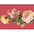 thumbnail image 1 of Fleurs Jaunes Blanches sur le Bord de Papier Peint Floral Rouge Vigne Design Retro, Rouleau 15' x 7'', 1 of 3