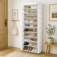 thumbnail image 5 of Mainstays 10 Shelf Organizer Shoe Rack with Cover to Hold 30 Pair Shoes, 31.5 in W x 13.46 in D x 69.09 in H, White, 5 of 13