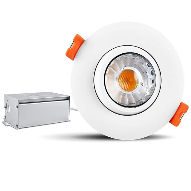 Luxrite 3" Dimmable LED Gimbal Recessed Light Fixture 8W, 3000K Soft