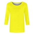 thumbnail image 5 of GERsome Womens Casual Crewneck Blouse 3/4 Sleeve Solid Color Shirt Soft Lightweight Loose Top S-2XL Yellow/XXXXL, 5 of 5