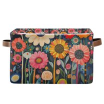 Yayeee Canvas Storage Basket with Handles for Shelves Fabric Bins Closet Organizer, Large Colorful Flowers