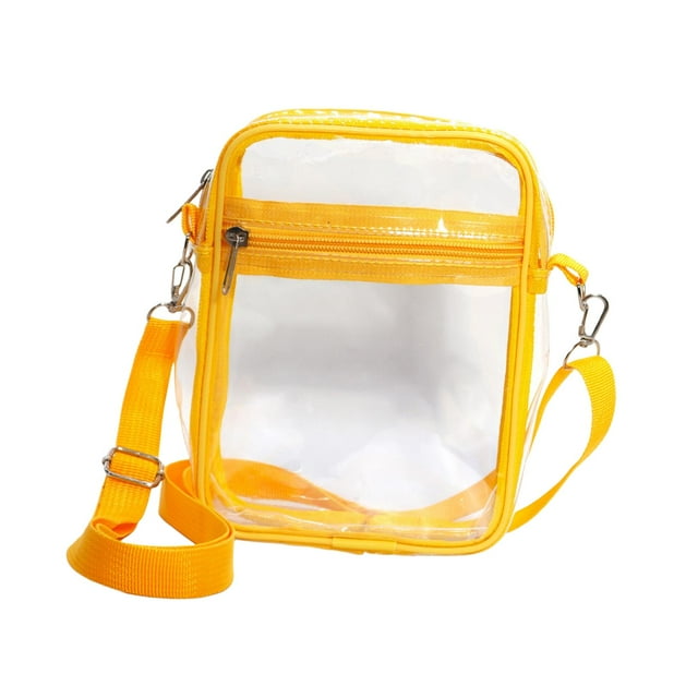 Bolsa transparente de PVC, impermeable, con correa ajustable, para cosméticos, transparente amarillo grande