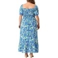 thumbnail image 4 of DARING DIVA Plus Size Short Sleeve Square Neck Maxi Floral Dress 1X Blue, 4 of 6