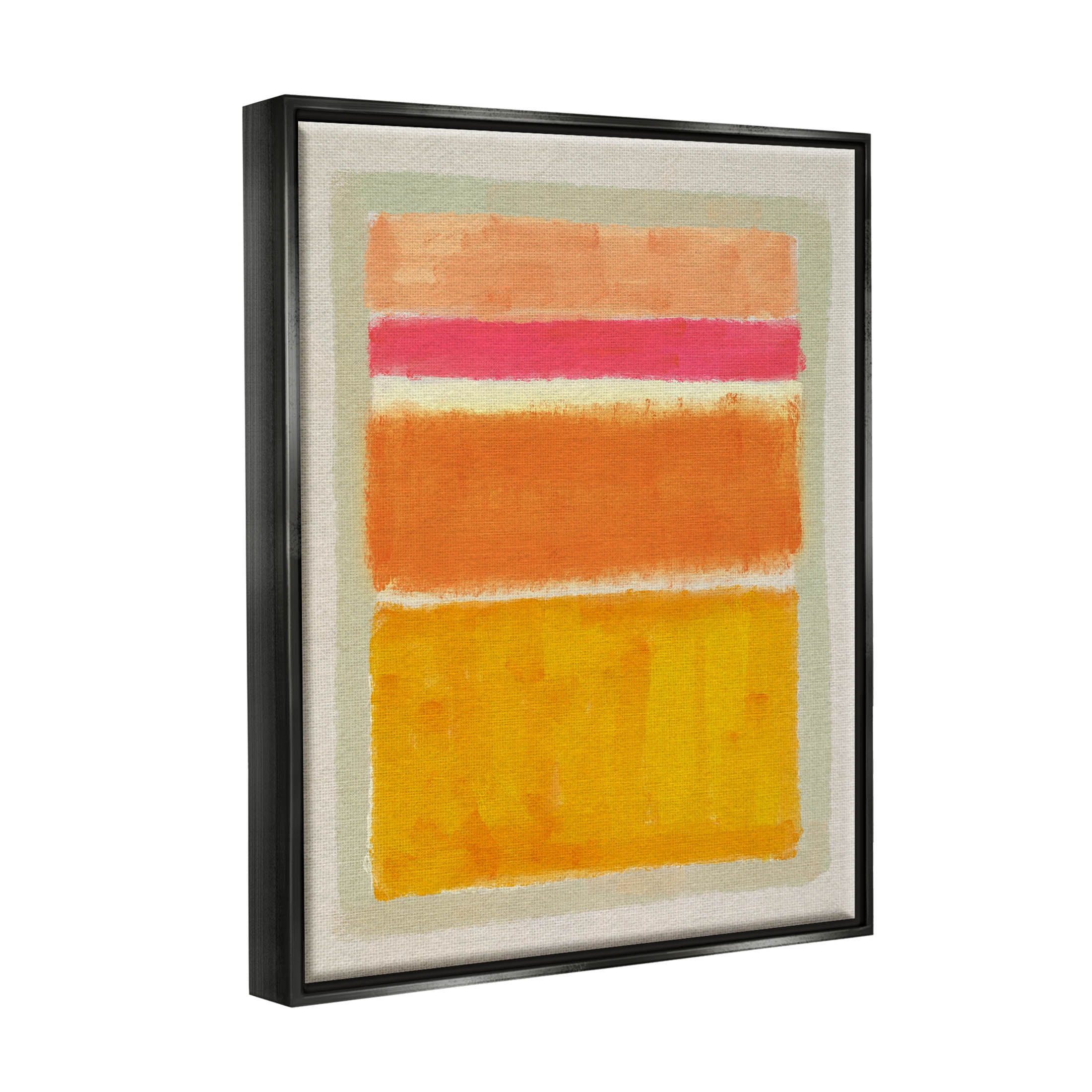 Stupell Industries Varied Orange Stripes Arrangement Painting Jet Black Floating Framed Canvas Print Wall Art, Design by Victoria Barnes