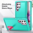 thumbnail image 4 of SaniMore for Samsung Galaxy S24 Ultra Hybird Case, Rugged PC Back Shockproof TPU Shell Metal Hidden Kickstand Drop Resistant Anti-slip Heavy Duty Protective Case for S24 Ultra, Mint, 4 of 9