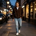 thumbnail image 5 of Men's Quarter Zip Long Sleeve Shirts Cable Knit Mock Neck Polo Sweater Casual Pullover Sweater, 5 of 5