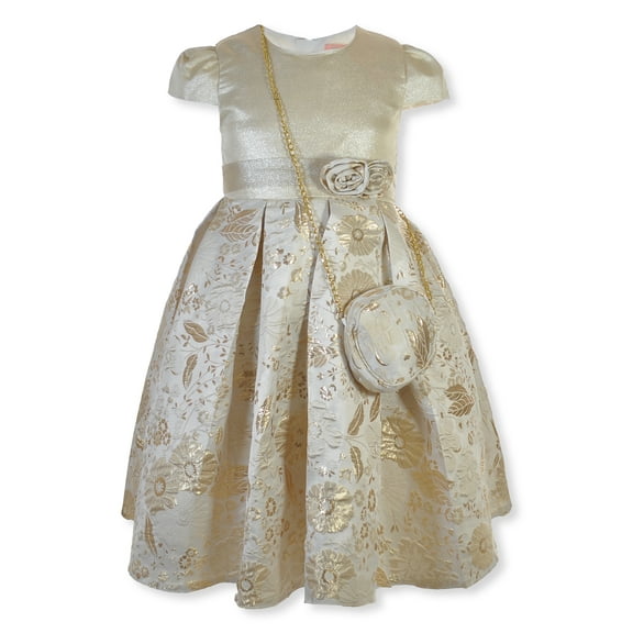 Sweet Butterfly Girls' 2-Piece Dress Pocket Book Set - gold, 6 - 7 (Little Girls)