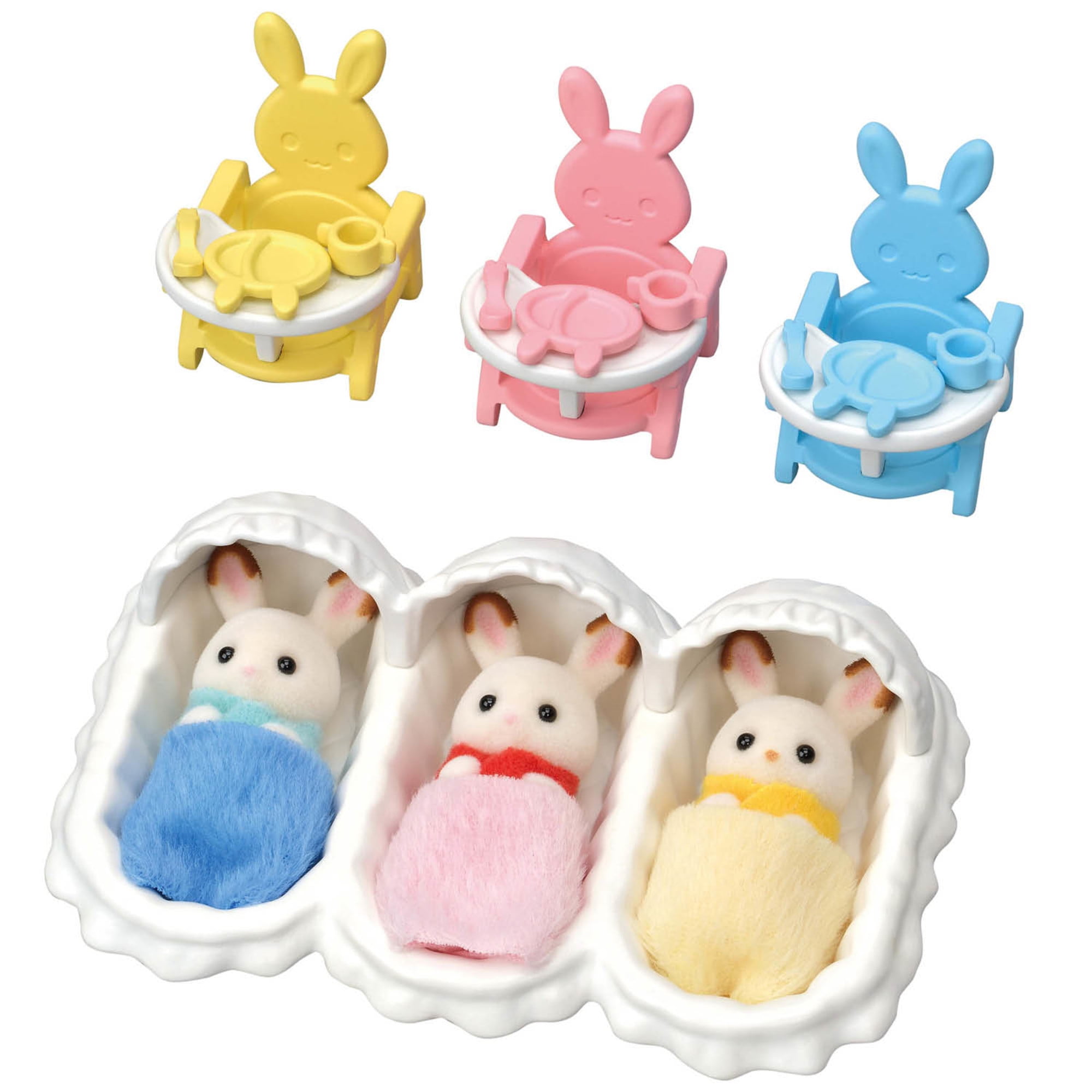 Details about   Calico Critters Triplets Care Set Dollhouse Playset with 3 Hopscotch Rabbit F... 