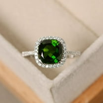 chrome diopside ring, cushion cut gemstone, engagement ring, green gemstone ring
